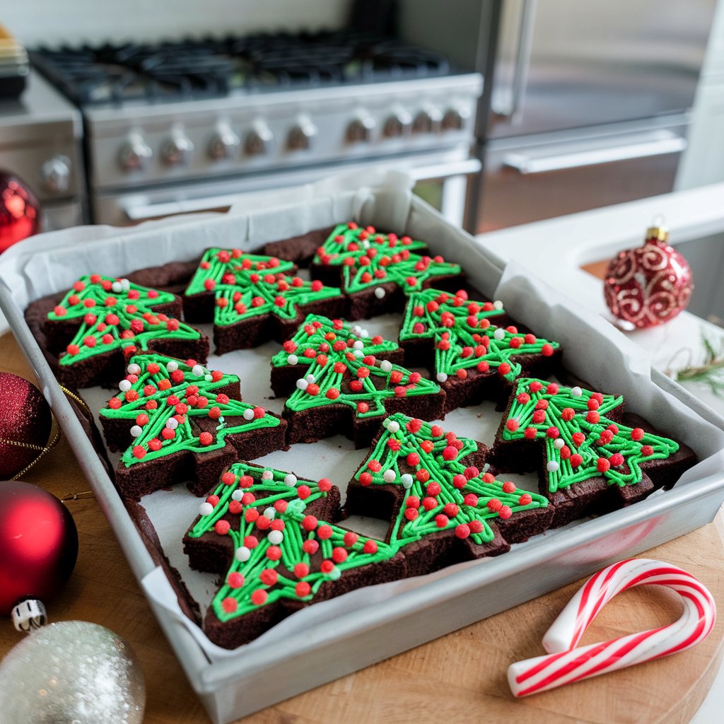  Holiday brownie decorating station with sprinkles and toppings