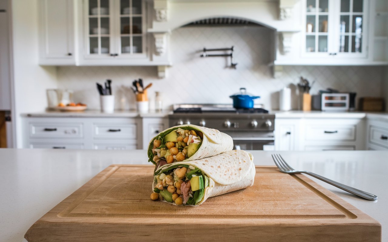 Mashed chickpeas and avocado mixture in a bowl with seasonings.