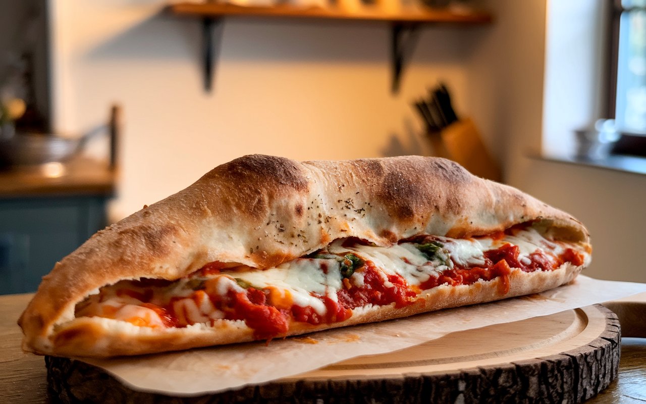 "Ingredients and dough preparation for making calzones at home."