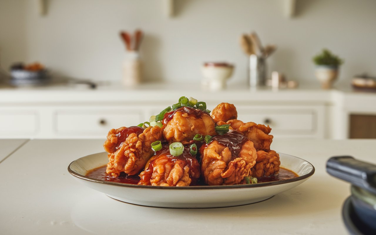  General Tso’s Chicken with Sesame Seeds and Green Onions