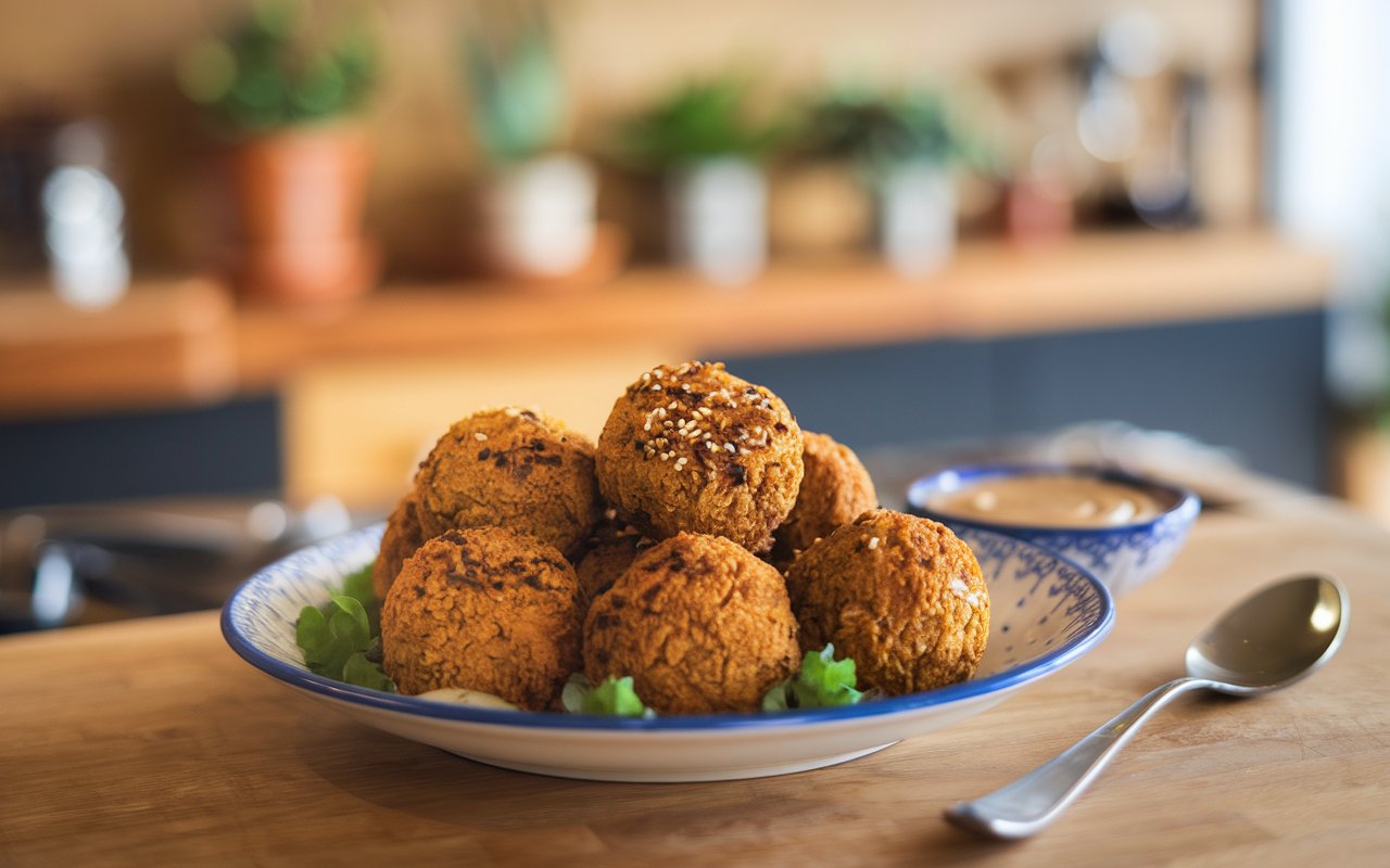 "Hands shaping falafel balls with gluten-free ingredients"