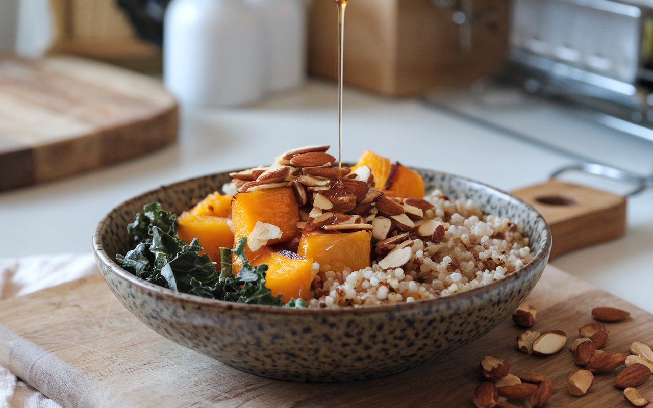  Harvest Grain Bowl with roasted squash, quinoa, chickpeas, and apples