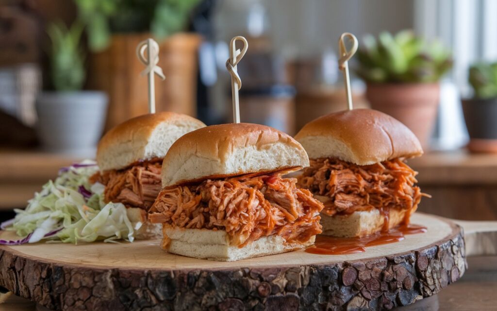 BBQ Pulled Jackfruit Sliders Served with Sweet Potato Fries