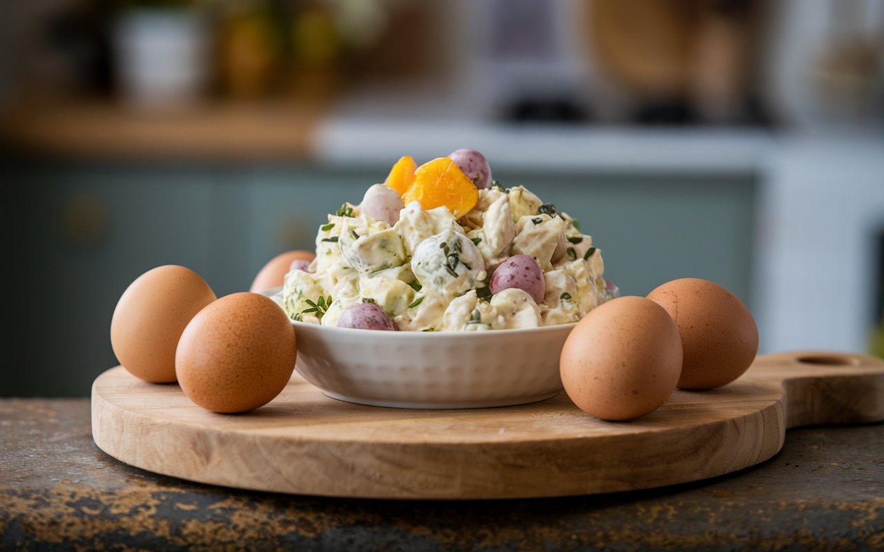 Easter Deviled Egg Salad served at a festive Easter brunch.