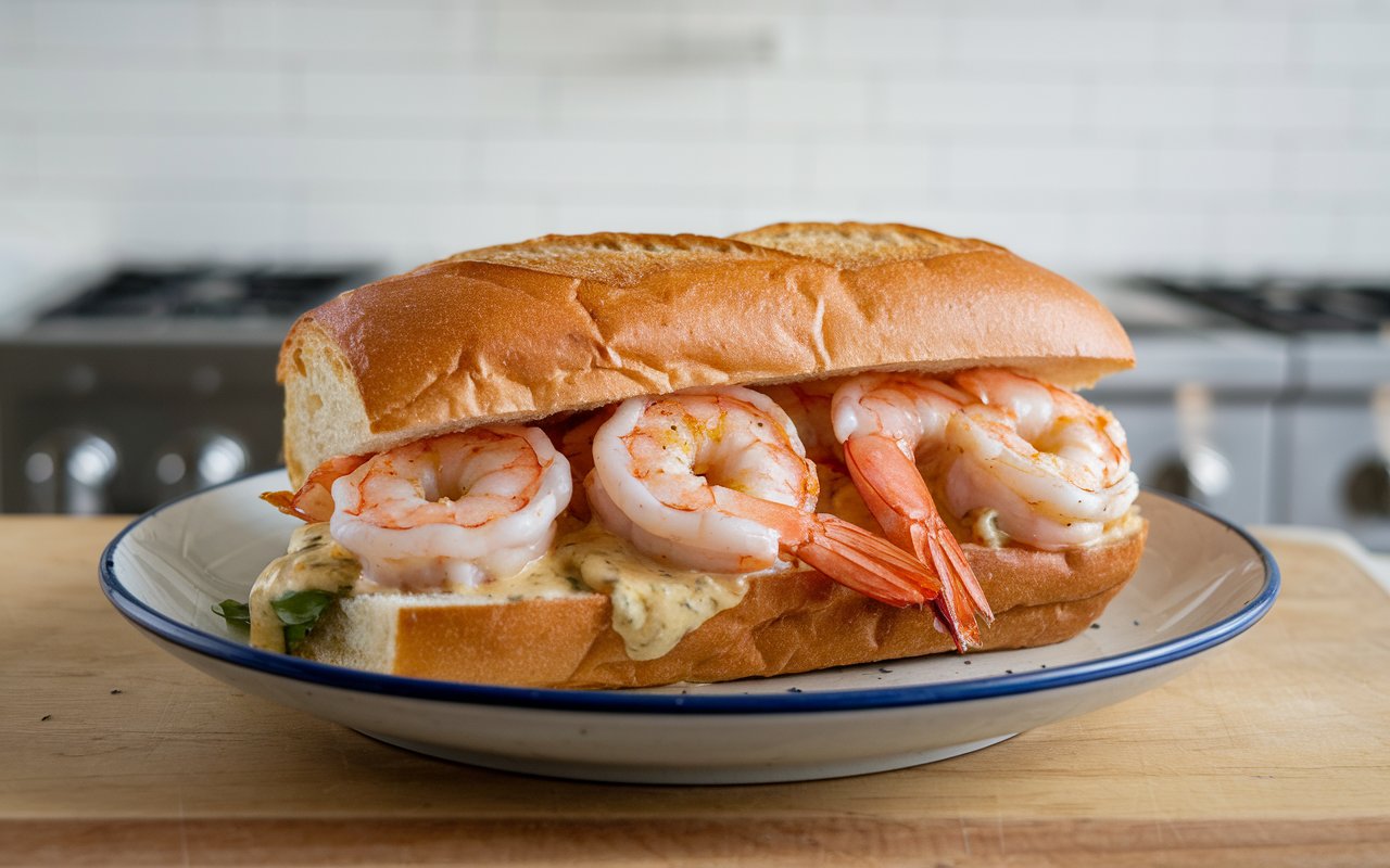  Garlic butter shrimp cooking in a skillet.