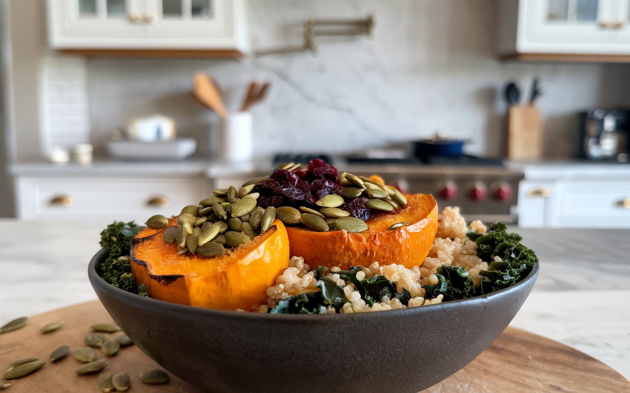 Roasted butternut squash slices on a baking sheet