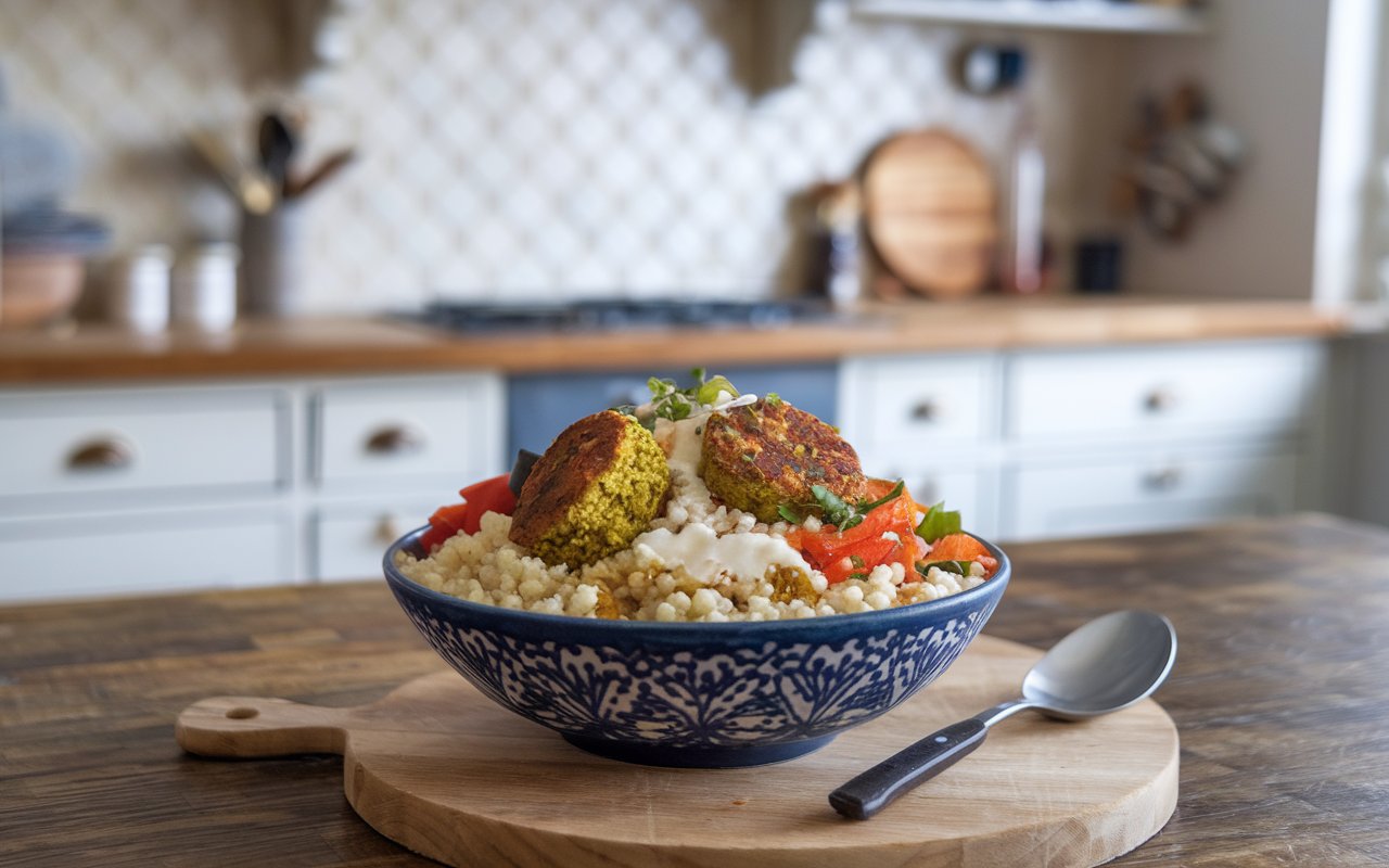 Crispy falafel balls frying in a pan.