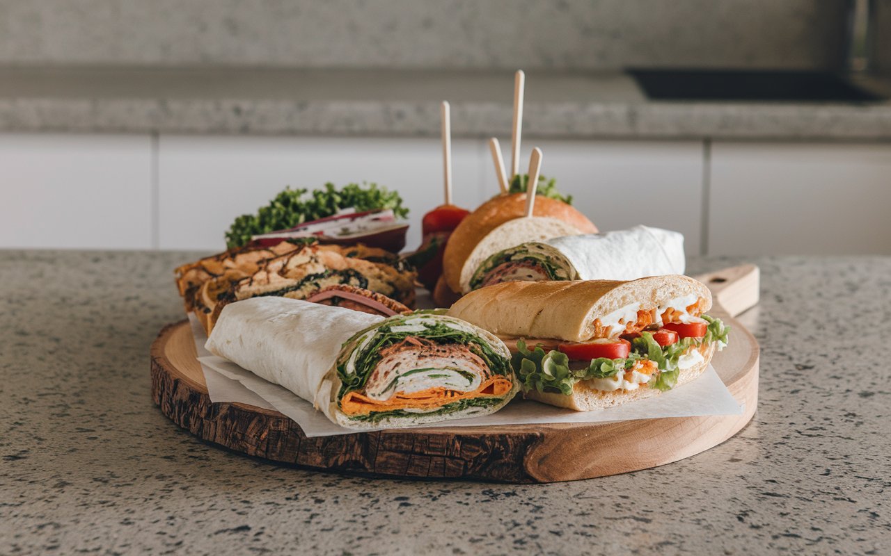 A selection of popular sandwiches from different countries.