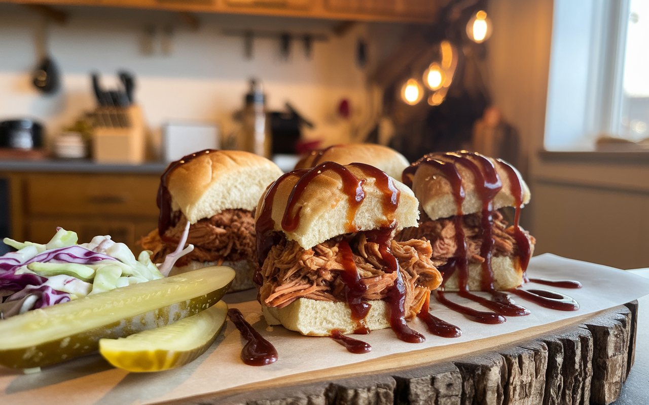  BBQ Pulled Jackfruit Sliders with Coleslaw and Pickles